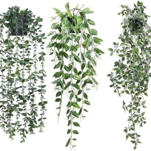 Artificial Hanging Plants 3 Pack Fake Potted Plants for Wall Home Room Office Indoor Decor