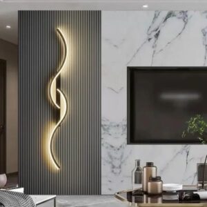 Indoor Stepless Dimmable LED Wall Lights Sofa Background Wall Sconce Black Gold LED Wall Lamps with RC for Bedroom Living Room