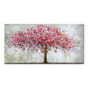 Arthyx Handpainted Large Tree Landscape Oil Painting On Canvas, Modern Abstract Wall Art, Picture For Living Room, Home Decoration