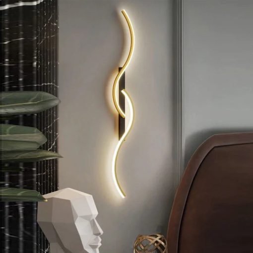 Indoor Stepless Dimmable LED Wall Lights Sofa Background Wall Sconce Black Gold LED Wall Lamps with RC for Bedroom Living Room - Image 2